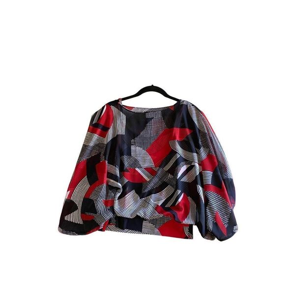 Alfini women’s built-in tank butterfly black and red sleeve top size P/S  - Picture 2 of 5